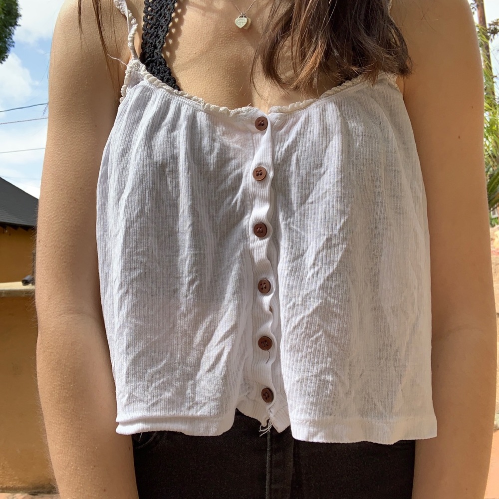 white button up tank top